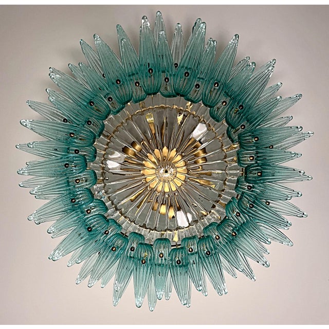 Vintage Murano Chandelier with 82 Turquoise Glasses, 1990s For Sale - Image 17 of 18