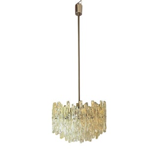 Chandelier in Ice Glass and Chrome For Sale