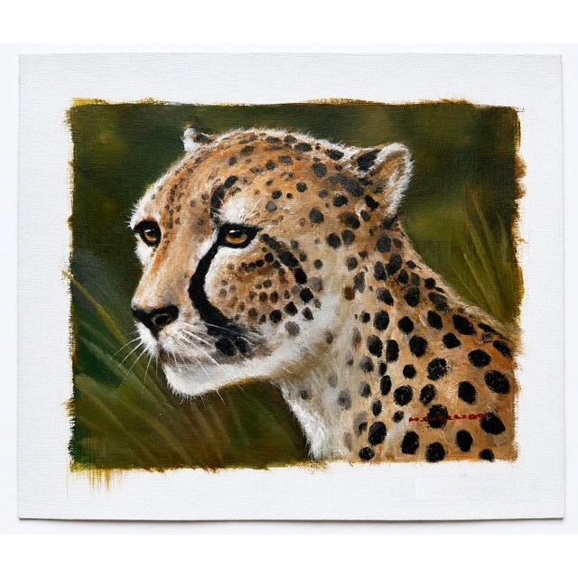 Original Cheetah Oil Painting on Canvas – By Grossman – 8" X 10" Unstretched Canvas For Sale - Image 4 of 4