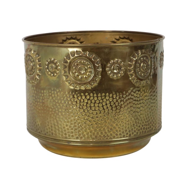 Large Brass Firewood Bin with Repoussé Relief For Sale - Image 6 of 16