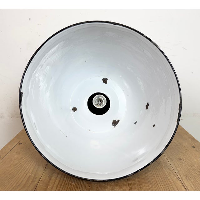 Industrial Bauhaus Pendant Lamp in Black Enamel, 1930s For Sale - Image 18 of 18