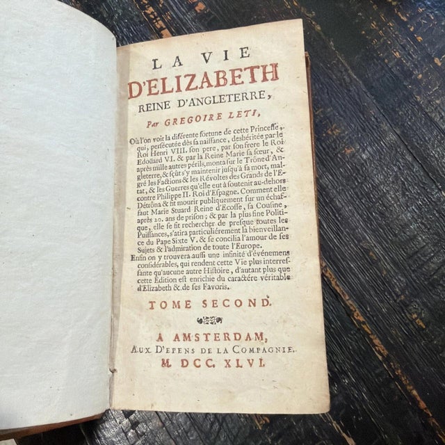 La Vie D’Elizabeth Reine D’Angleterre By Grégoire Leti, 2 Vols Publ. 1746 For Sale In Milwaukee - Image 6 of 6