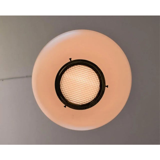 Suspension Lamp in Opaline Glass and Brass, Italy, 1950s For Sale - Image 9 of 12