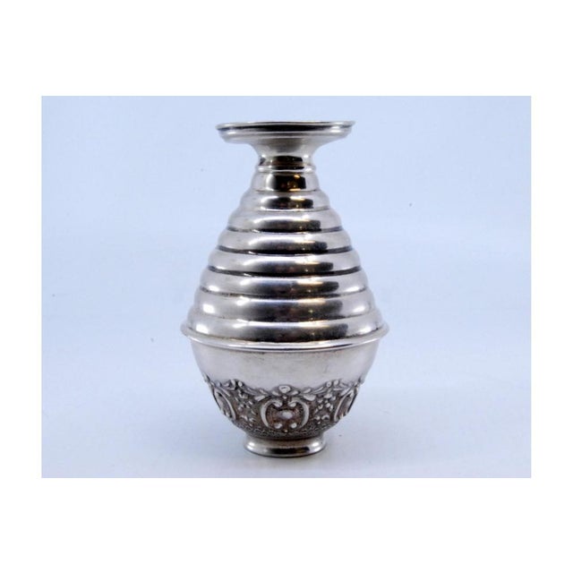 Vase in Embossed Silver with Circular Friezes Edge For Sale - Image 6 of 9
