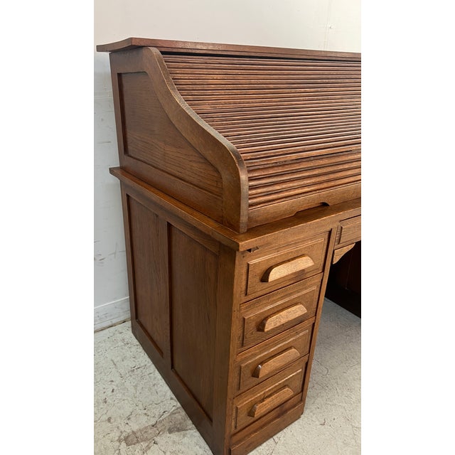 Wood American Desk in Oak, 1930 For Sale - Image 7 of 18