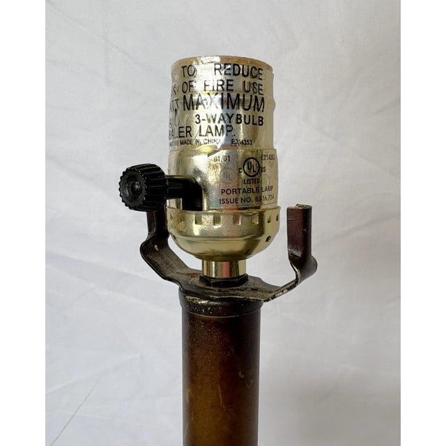 Vintage Giraffe With Palm Trees Tropical Table Lamp With Shade and Finial For Sale - Image 11 of 18