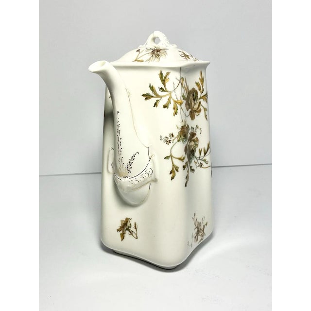 Haviland & Co. 1930s Haviland Limoges Sepia Brown Rose Porcelain Coffee or Teapot For Sale - Image 4 of 10