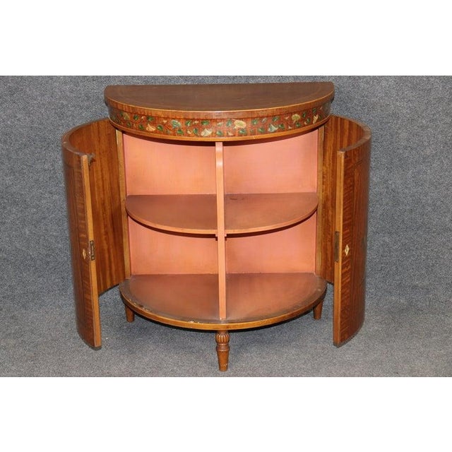Clear All Fine Pair English Satinwood Adams Style With Paint Decoration 1920s Era Commodes For Sale - Image 11 of 16