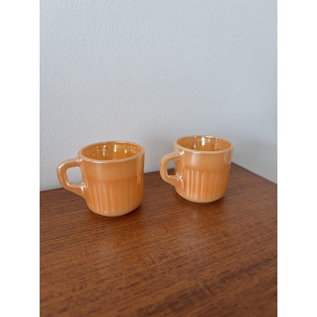 Mid-Century Modern Vintage Coffee Set in Orange Jadeite by by Fire King for Anchor Hocking, 1950s, Set of 8 For Sale - Image 3 of 6