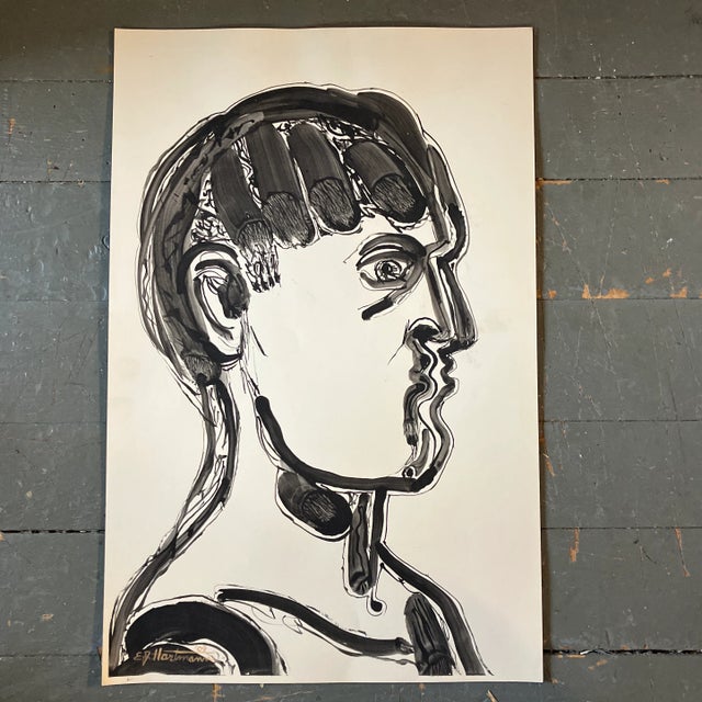 2000 - 2009 Contemporary Original E.J.Hartmann Abstract Male Portrait Painting Signed For Sale - Image 5 of 5