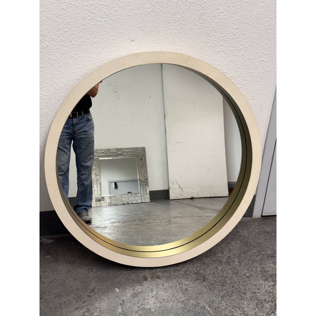 Design Plus Gallery presents a Shagreen Wrapped Wall Mirror from Restoration Hardware's Teen Collection. The circular...