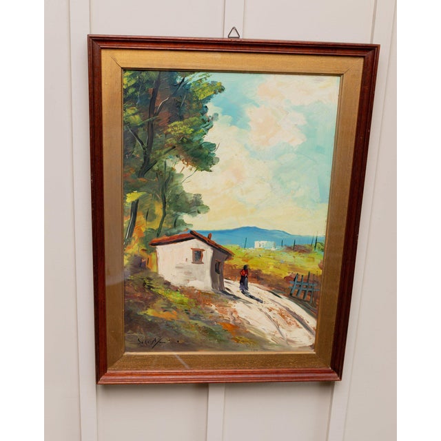 Italian Artist, Landscape, Oil on Wood, 1960s, Framed For Sale - Image 10 of 12