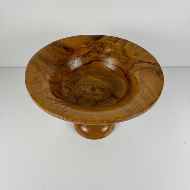 Fruit Bowl on a Single-Piece Base in Olive Wood, 1950s For Sale - Image 4 of 10