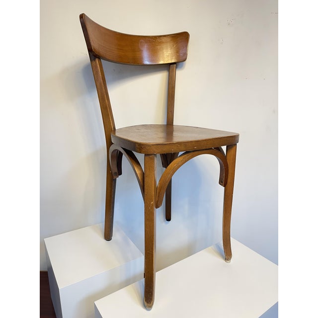 Mid-Century Modern French Wooden Bistro Chairs from Baumann, 1960, Set of 12 For Sale - Image 3 of 13