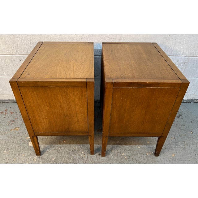 Wood Mid-Century Modern Walnut Nightstands, Pair For Sale - Image 7 of 14
