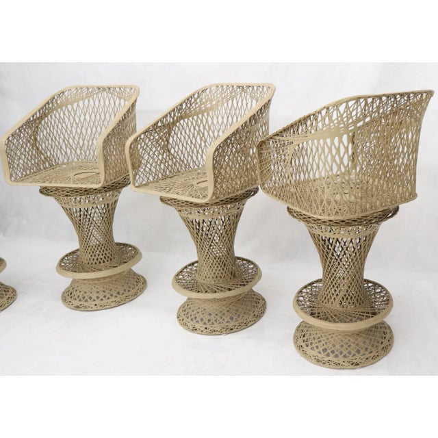 Russell Woodard Spun Fiber Glass Resin Set of 4 Outdoors Bar Stools For Sale - Image 9 of 13