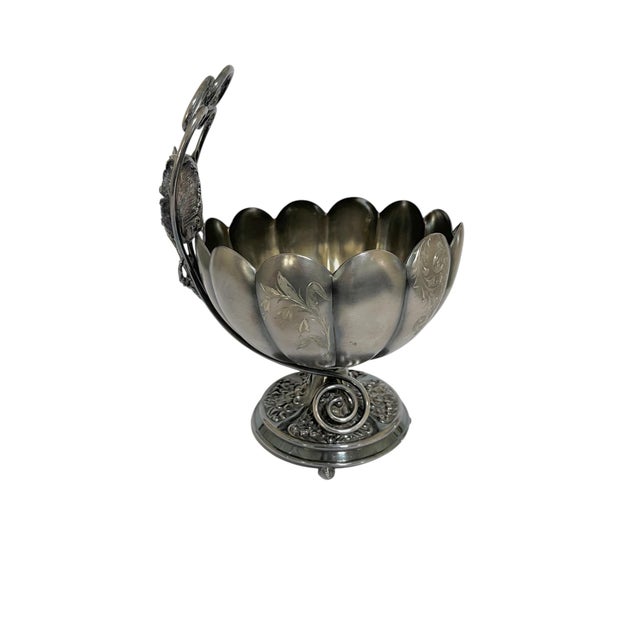 This unique engraved nut bowl by the Wilcox Silver Plate Company features a whimsical squirrel figure on a large tree...