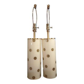 Contemporary Kate Spade Polka Dot Table Lamps - a Pair For Sale