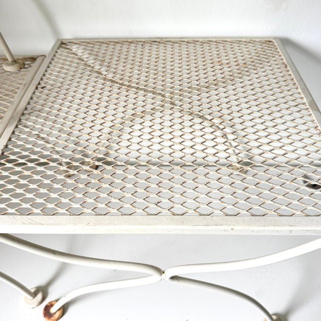 Mid 20th Century Vintage Wrought Iron Nesting Tables Attributed to Russell Woodard, Set of Three Mid Century Outdoor Garden Decor For Sale - Image 5 of 11
