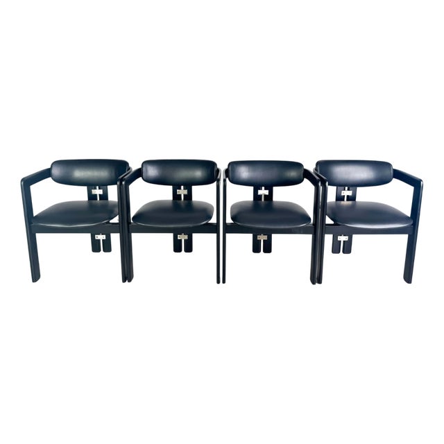 Pamplona Chairs in Leather by Pozzi Augusto Savini, Set of 4 For Sale