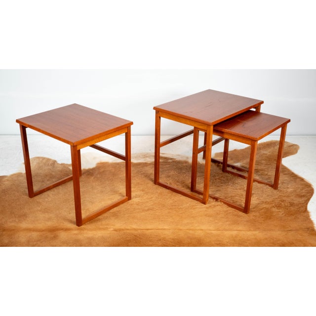 Wood 1970s Danish Modern BRDR Furbo Teak Nesting Tables - Set of 3 For Sale - Image 7 of 18