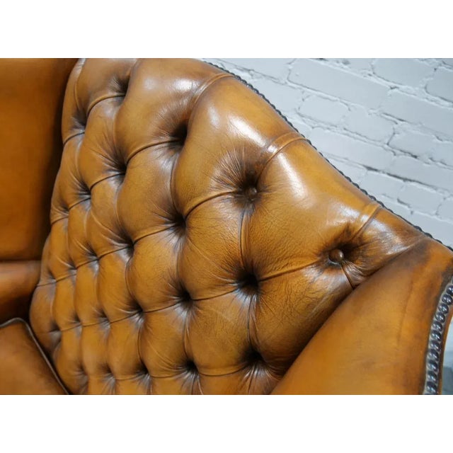 Brown Chesterfield Wingback Armchair, England, 1960s For Sale - Image 8 of 16