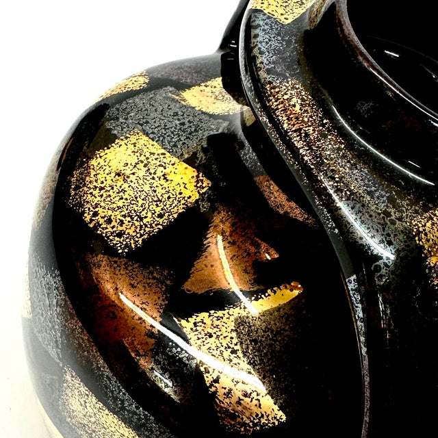 Black and Gold Urn Shaped Vase Curation - Group of 3 For Sale - Image 4 of 9