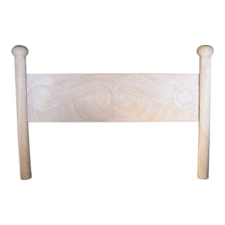 Vintage Blonde Crespi Style Pencil Reed King Headboard For Sale
