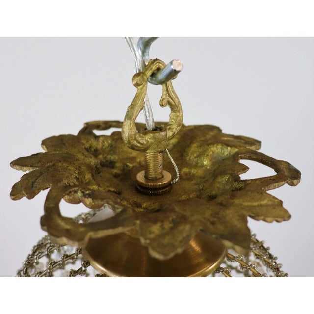 1960s Retro Empire Style Bronze and Crystal Chandelier For Sale - Image 5 of 13