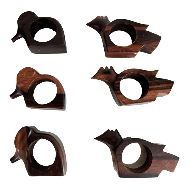 Handmade Fauna Shaped Zebra Wood Napkin Holders, S/6 For Sale