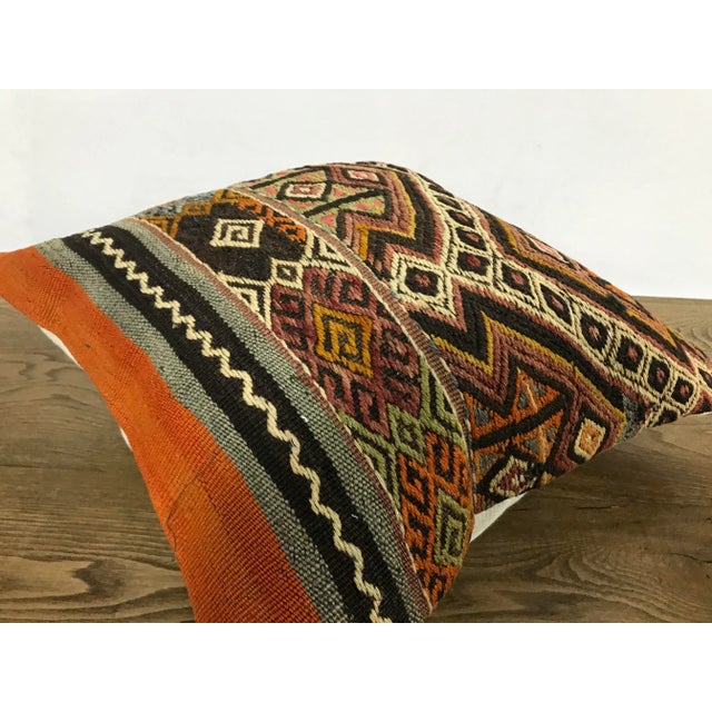 Vintage Turkish Multicolor Kilim Pillow Cover For Sale - Image 4 of 6