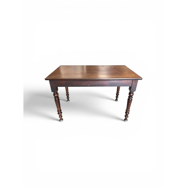 Rare set of five bistro tables, circa 1940-1960, original model in solid walnut, with their historical provenance from a...