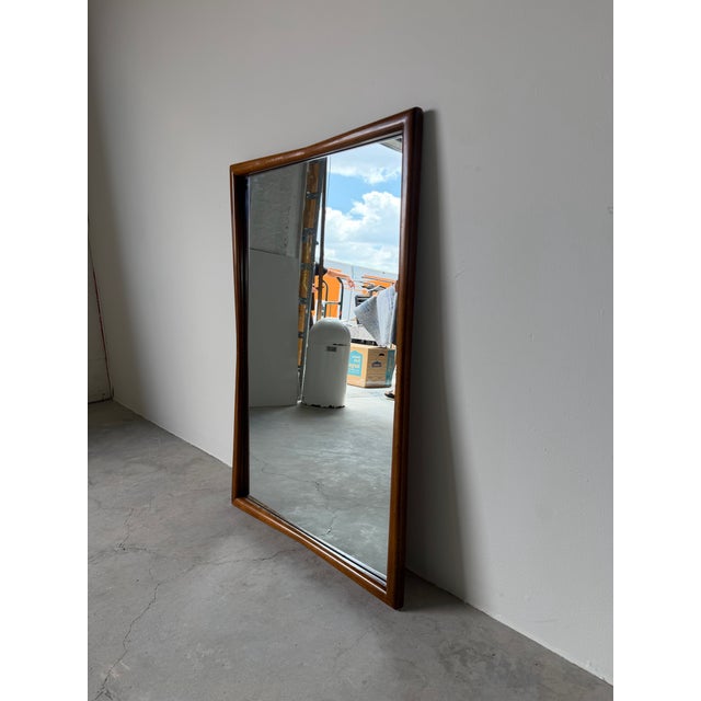 1970’s Mid-Century Modern Walnut Wall Mirror For Sale - Image 4 of 12