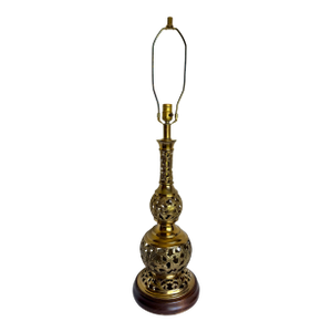 Asian Chinoiserie Pierced Brass Table Lamp by Blehr House
