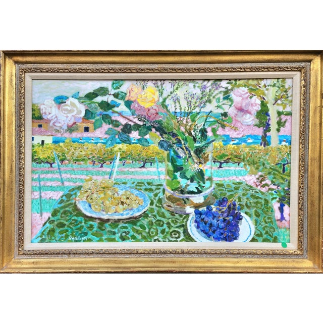 Beautiful "The Roses of the Wine Harvest" French Oil Painting, Framed. For Sale - Image 4 of 10