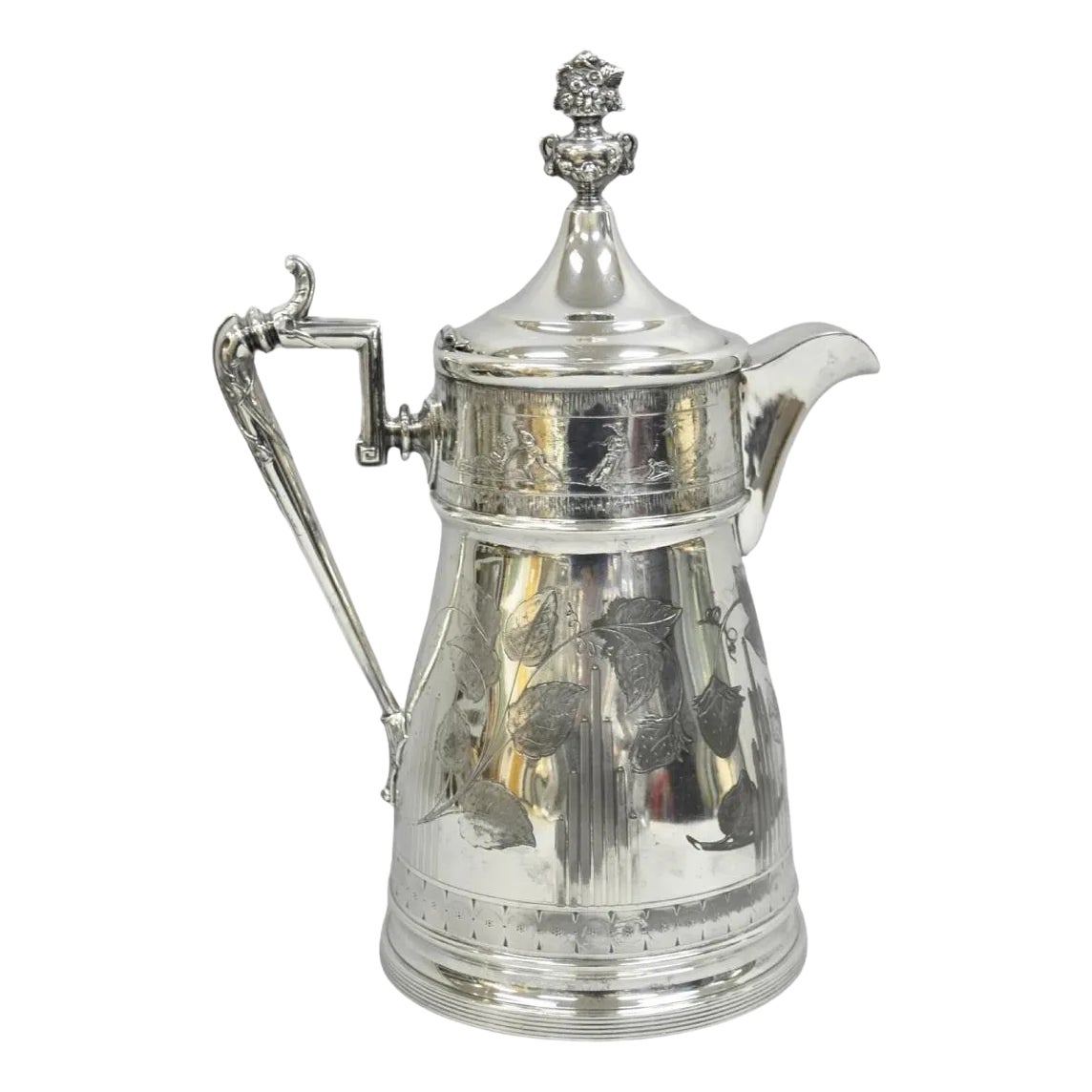 Antique Reed Barton Silver Plated Snow Scenes Large Coffee Pot Water