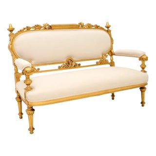 Swedish Empire Giltwood Settee, 1880s For Sale