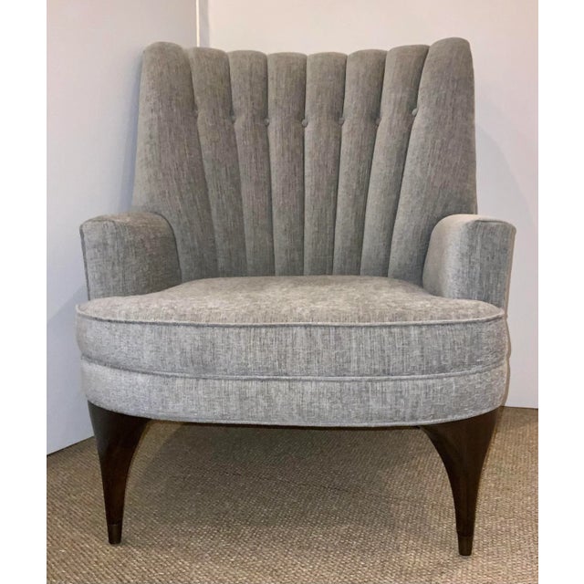 Original retail $2697, stylish Global Views Modern Gray Woven Lounge Chair, Mid-Century Modern inspired, tufting detail,...