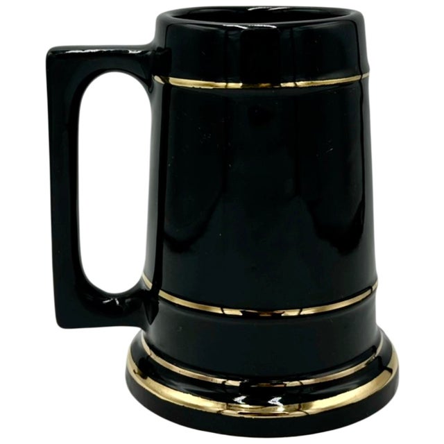 Mid-Century Modern Vintage Columbia University Black Ceramic Mug Stein For Sale - Image 3 of 9