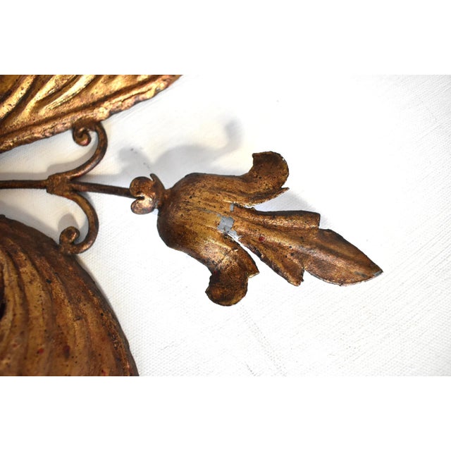 Metal Antique Italian Fleur De Lys Wall Candle Sconce For Sale - Image 7 of 9