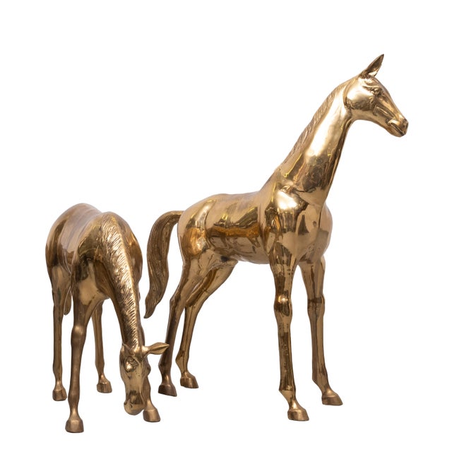 1970s Large Brass Horses from Apko Superbrass, Holland, 1970s, Set of 2 For Sale - Image 5 of 14