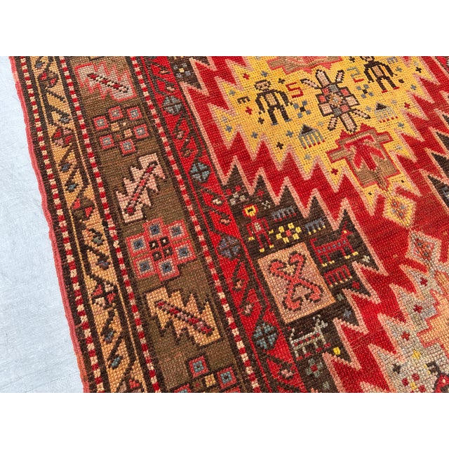 Antique Caucasian Karabagh Hand-Knotted Wool Runner - 10'3" X 3'10" For Sale - Image 9 of 15