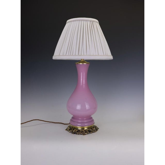 Antique 19th Century French Pink Opaline Glass Baluster Table Lamp, 1870 For Sale - Image 4 of 15