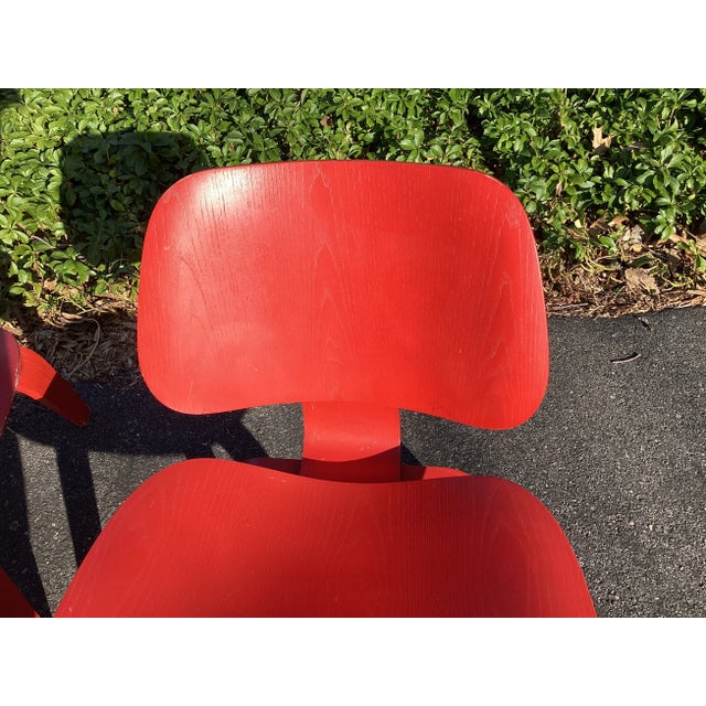 2000s Red Eames Lcw Chairs for Herman Miller - Also Known as “Potato Chip” Chairs- Set of 2 For Sale In Washington DC - Image 6 of 12