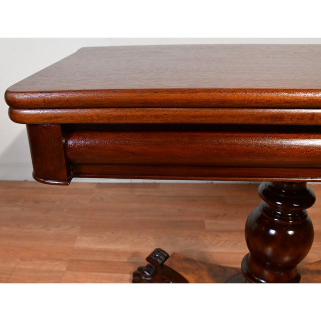 Wood 1900s Antique American Empire Solid Mahogany Flip-Top Game Table / Console Table For Sale - Image 7 of 18