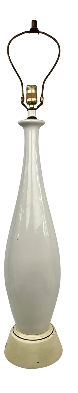 Large Mid-Century Ceramic White Table Lamp