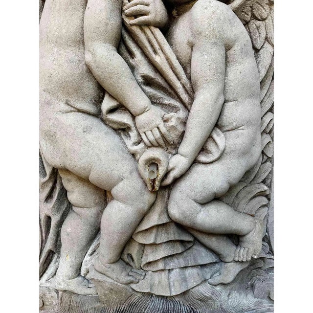 Mid 20th Century Vintage Italian Carved Limestone Wall Fountain For Sale - Image 5 of 8