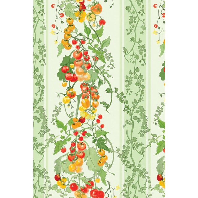 Traditional Tomato Vine Stripe Grasscloth Wallpaper by House Party | Garden Green | 6 Yards For Sale - Image 3 of 12