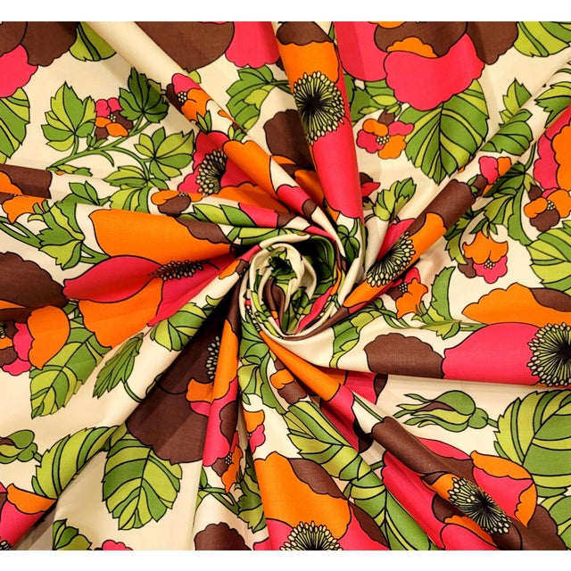 Vintage Kingsway Fabrics "Piccolo" Mod Floral Cotton Fabric 4.5 Yards