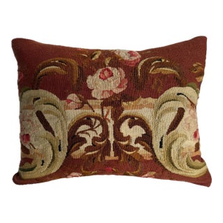 1850s French Aubusson Floral Tapestry Pillow For Sale